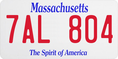 MA license plate 7AL804