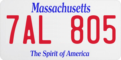 MA license plate 7AL805