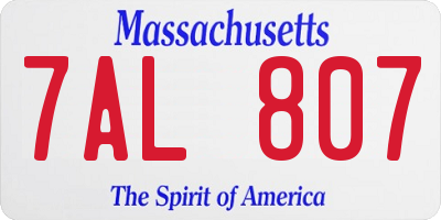 MA license plate 7AL807