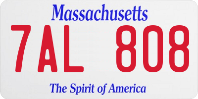 MA license plate 7AL808