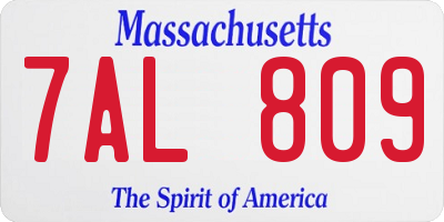 MA license plate 7AL809