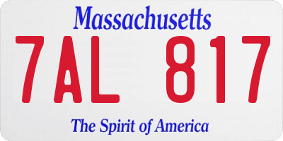 MA license plate 7AL817