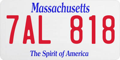 MA license plate 7AL818