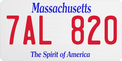MA license plate 7AL820