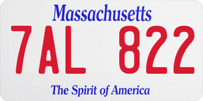 MA license plate 7AL822