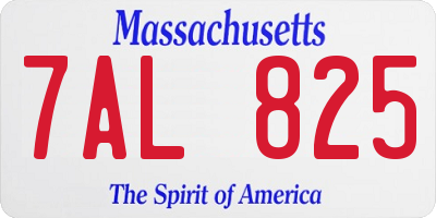 MA license plate 7AL825
