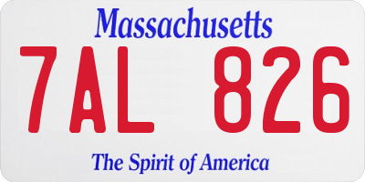 MA license plate 7AL826