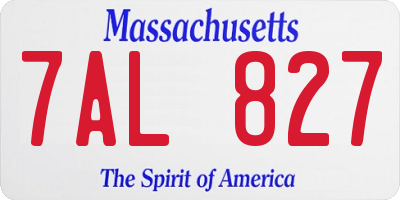 MA license plate 7AL827