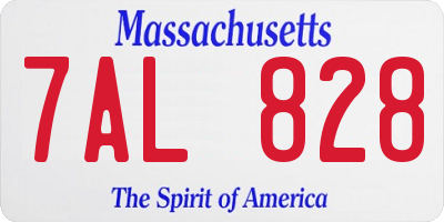 MA license plate 7AL828