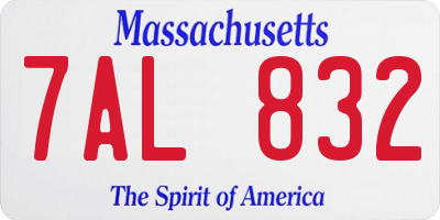 MA license plate 7AL832