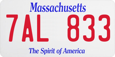 MA license plate 7AL833