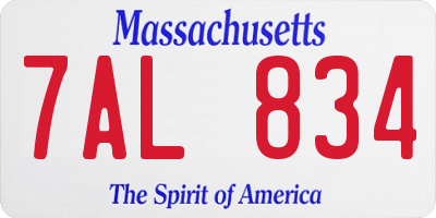 MA license plate 7AL834