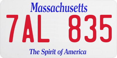 MA license plate 7AL835