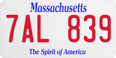 MA license plate 7AL839