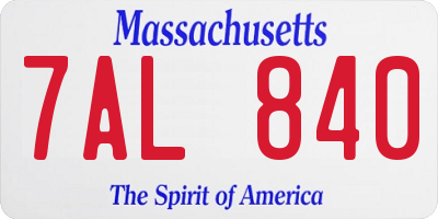 MA license plate 7AL840