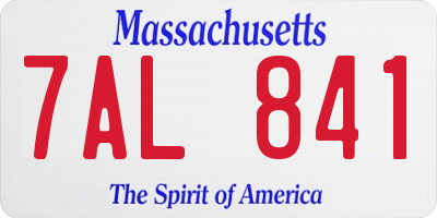 MA license plate 7AL841
