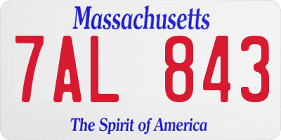 MA license plate 7AL843