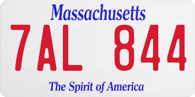 MA license plate 7AL844