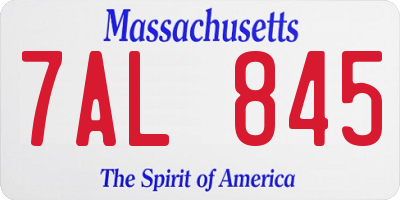 MA license plate 7AL845