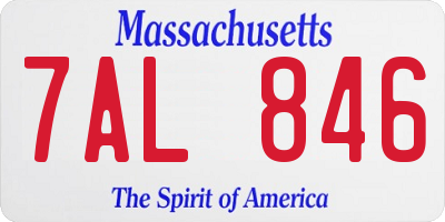 MA license plate 7AL846