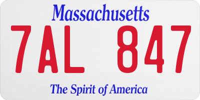 MA license plate 7AL847