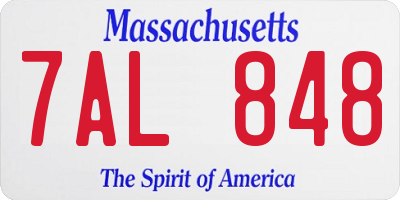 MA license plate 7AL848