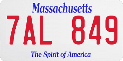 MA license plate 7AL849