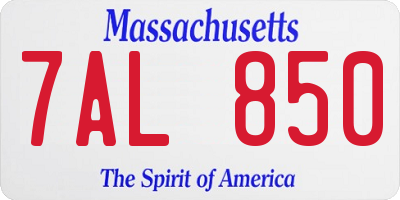 MA license plate 7AL850