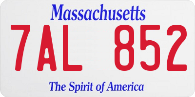 MA license plate 7AL852