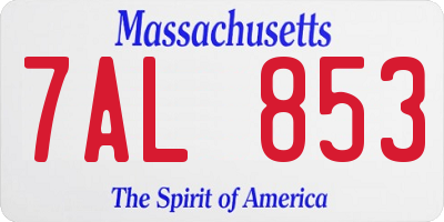 MA license plate 7AL853