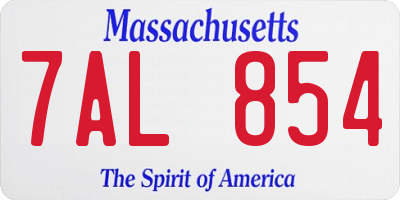 MA license plate 7AL854