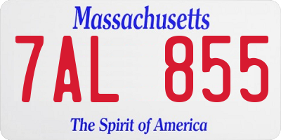 MA license plate 7AL855