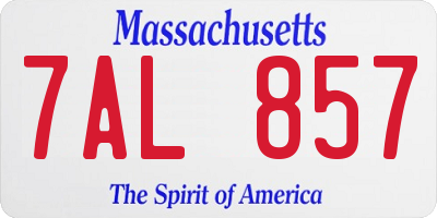 MA license plate 7AL857