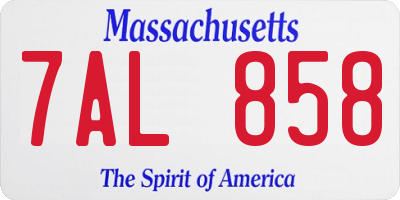 MA license plate 7AL858