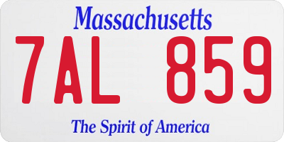 MA license plate 7AL859