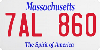 MA license plate 7AL860