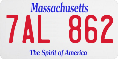 MA license plate 7AL862