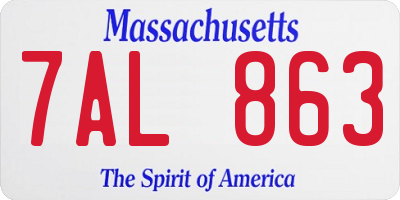 MA license plate 7AL863