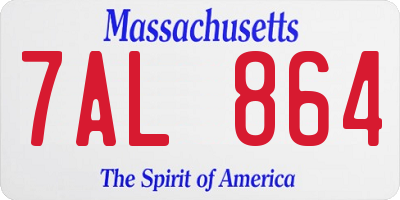 MA license plate 7AL864
