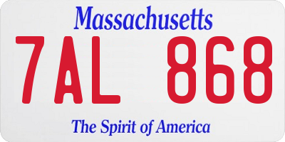 MA license plate 7AL868