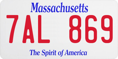 MA license plate 7AL869