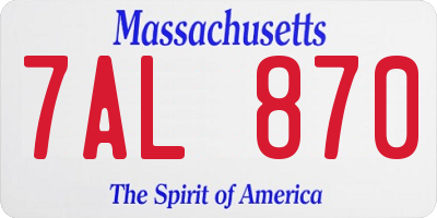 MA license plate 7AL870