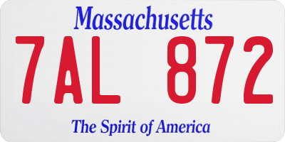 MA license plate 7AL872