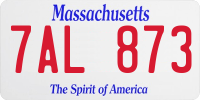 MA license plate 7AL873