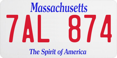 MA license plate 7AL874