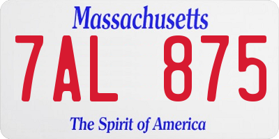 MA license plate 7AL875