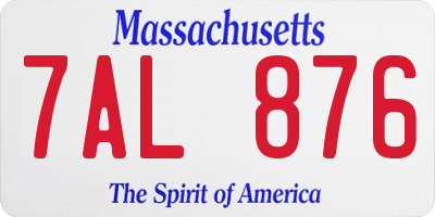 MA license plate 7AL876