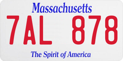 MA license plate 7AL878