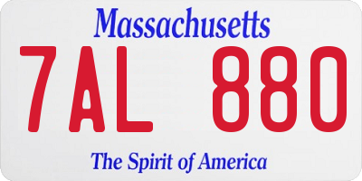 MA license plate 7AL880