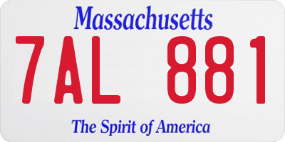 MA license plate 7AL881